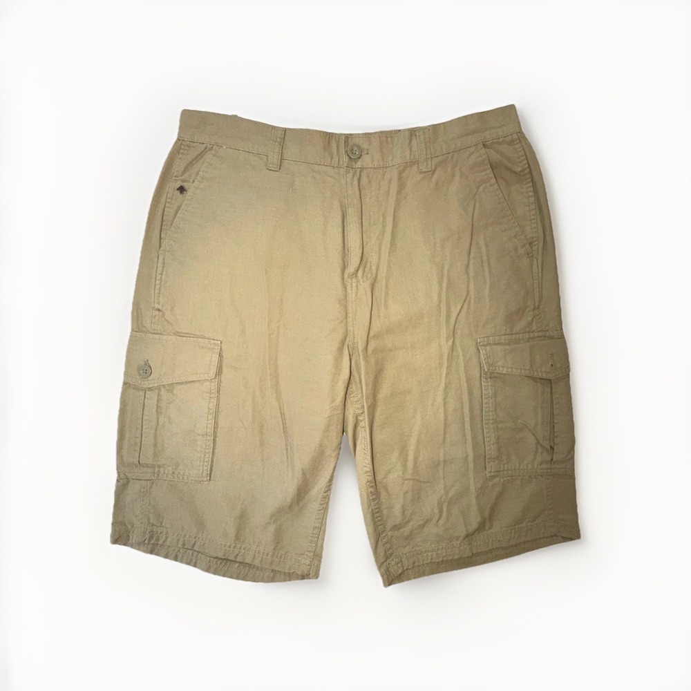 Lifted Research Group LRG Cargo Shorts Pockets Ripstop Khaki Tan 11" Mens 34